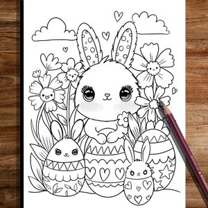 PRINTABLE Cute Easter Coloring Page, Hand-Drawn Coloring Sheet, Easter  Doodles Coloring Page, Kids Coloring Page, Adult Coloring