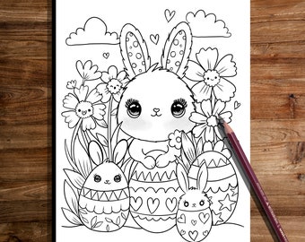 PRINTABLE Cute Easter Coloring Page, Hand-Drawn Coloring Sheet, Easter  Doodles Coloring Page, Kids Coloring Page, Adult Coloring