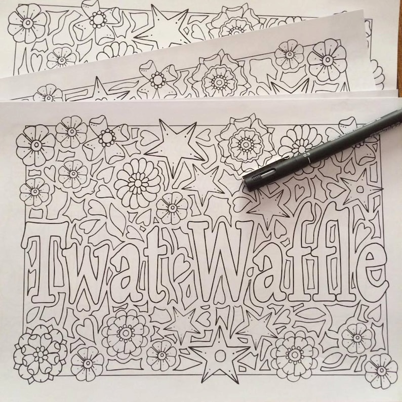 Sweary Coloring Page Twat Waffle Swearing Coloring Pages | Etsy