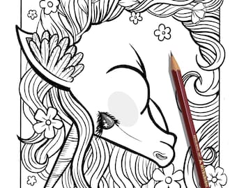 Unicorn, unicorn coloring page, unicorns coloring page for kids, unicorn page for adults