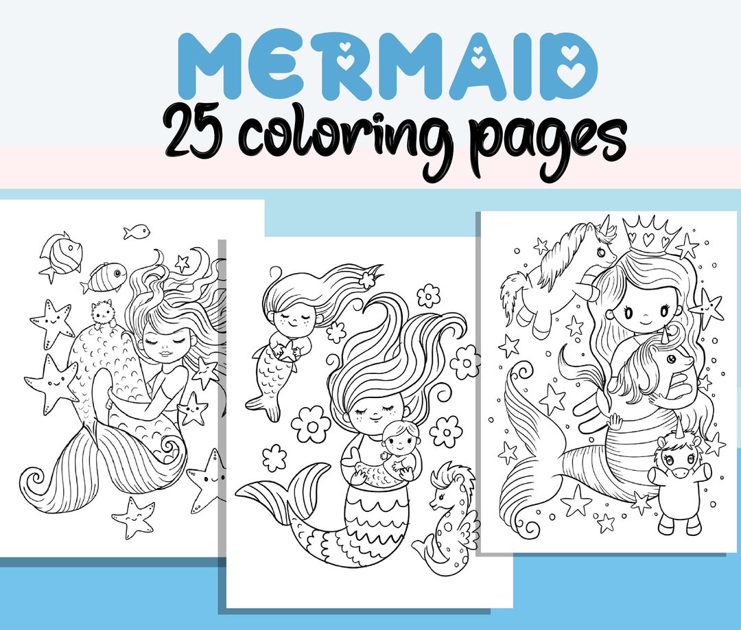 Mermaid Coloring Pages 30 Pages Cute Coloring Pages for Kids and Adults