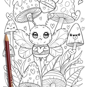 PRINTABLE Cute kawaii Coloring Page, Hand-Drawn Coloring Sheet, cute Doodles Coloring Page, Kids Coloring Page, Adult Coloring image 1