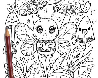 PRINTABLE Cute kawaii Coloring Page, Hand-Drawn Coloring Sheet, cute  Doodles Coloring Page, Kids Coloring Page, Adult Coloring