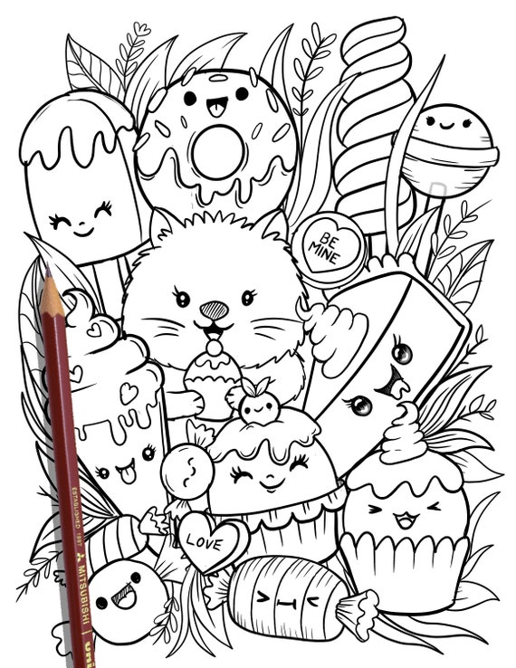 kawaii coloring  Animal coloring pages, Cat coloring page, Cute coloring  pages