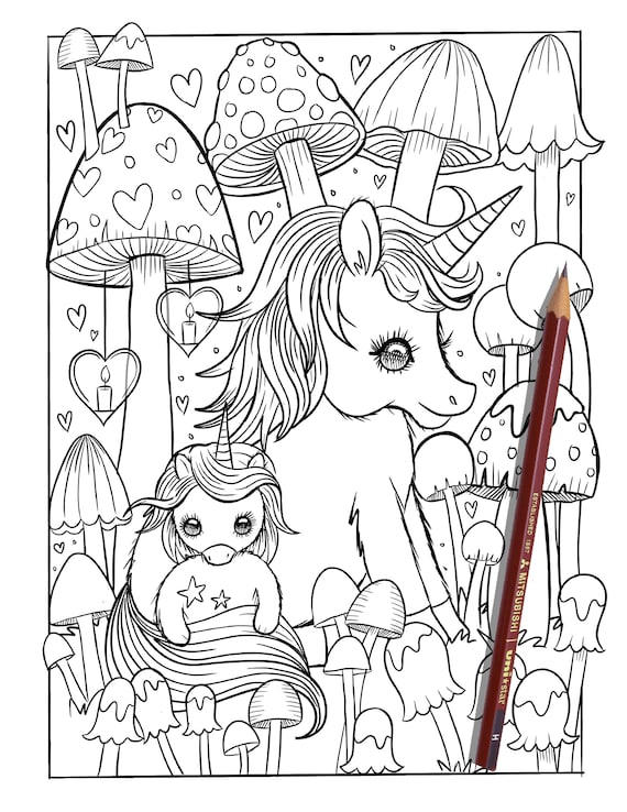 Unicorn Unicorn Coloring Page Unicorns Coloring Page for - Etsy