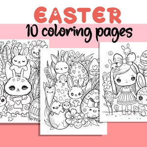 10 page PRINTABLE Cute Easter Coloring Book, Hand-Drawn Coloring Sheet, Easter  Doodles Coloring Page, Kids Coloring Page, Adult Coloring
