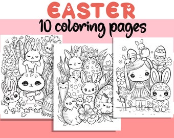 10 page PRINTABLE Cute Easter Coloring Book, Hand-Drawn Coloring Sheet, Easter  Doodles Coloring Page, Kids Coloring Page, Adult Coloring