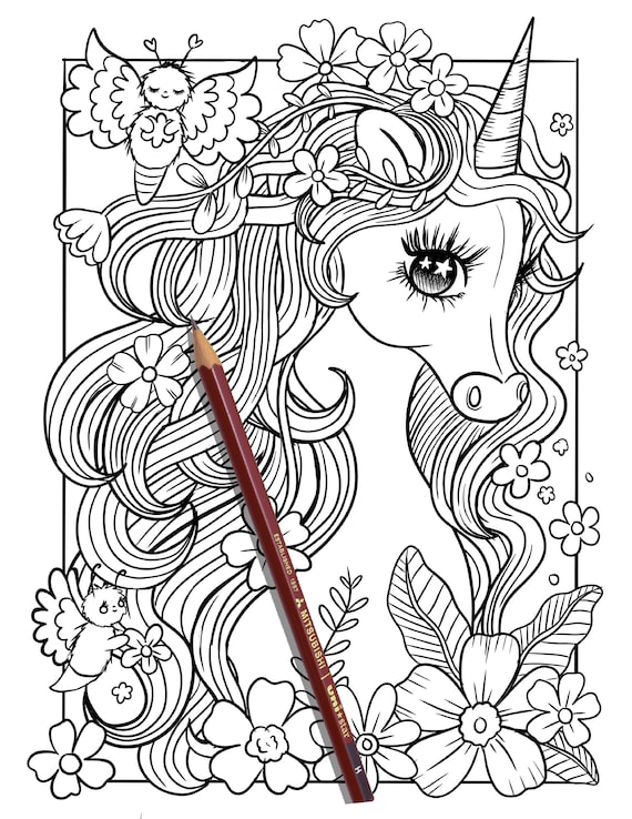 Coloriage à imprimer : La licorne et la petite fille