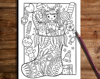 Christmas coloring page xmas coloring page,  CHRISTMAS coloring page , Hand Drawn Adult Coloring Page Download, Edwina Mc Namee