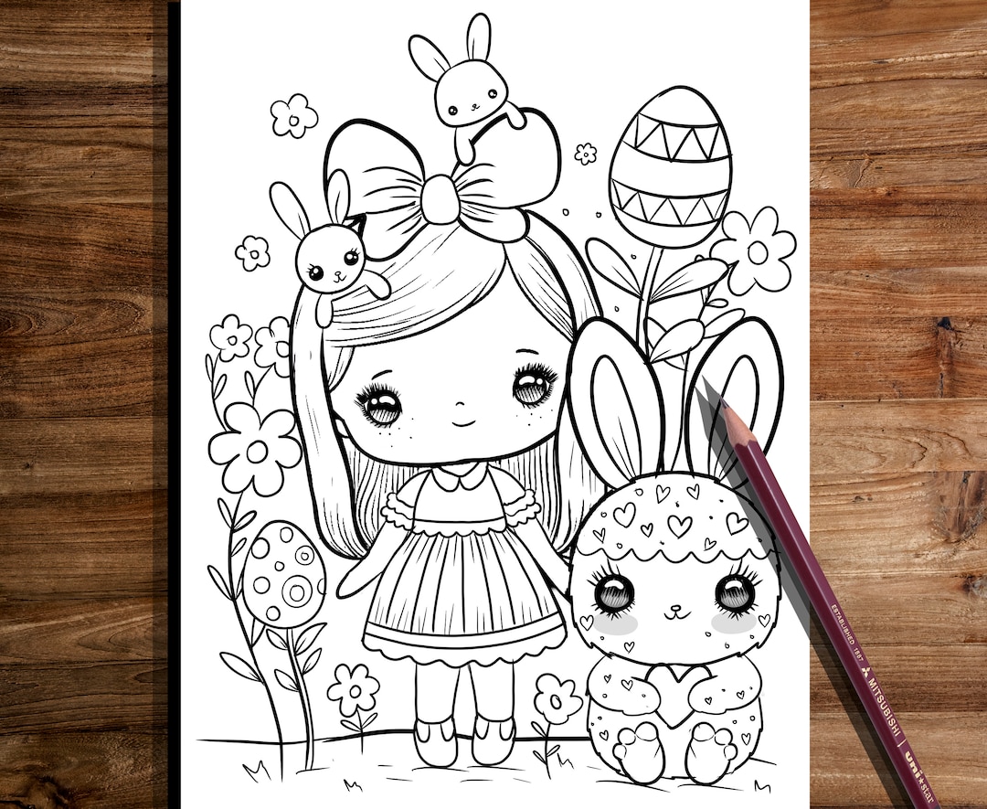 PRINTABLE Cute Easter Coloring Page, Hand-drawn Coloring Sheet, Easter ...