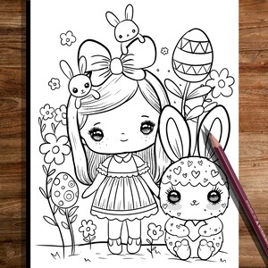 PRINTABLE Cute Easter Coloring Page, Hand-Drawn Coloring Sheet, Easter  Doodles Coloring Page, Kids Coloring Page, Adult Coloring