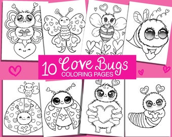 Valentine's Day Coloring Page Set - Instant Download - Valentine's Day Kids Activity - Valentine Party - Coloring Pages - Valentine Coloring