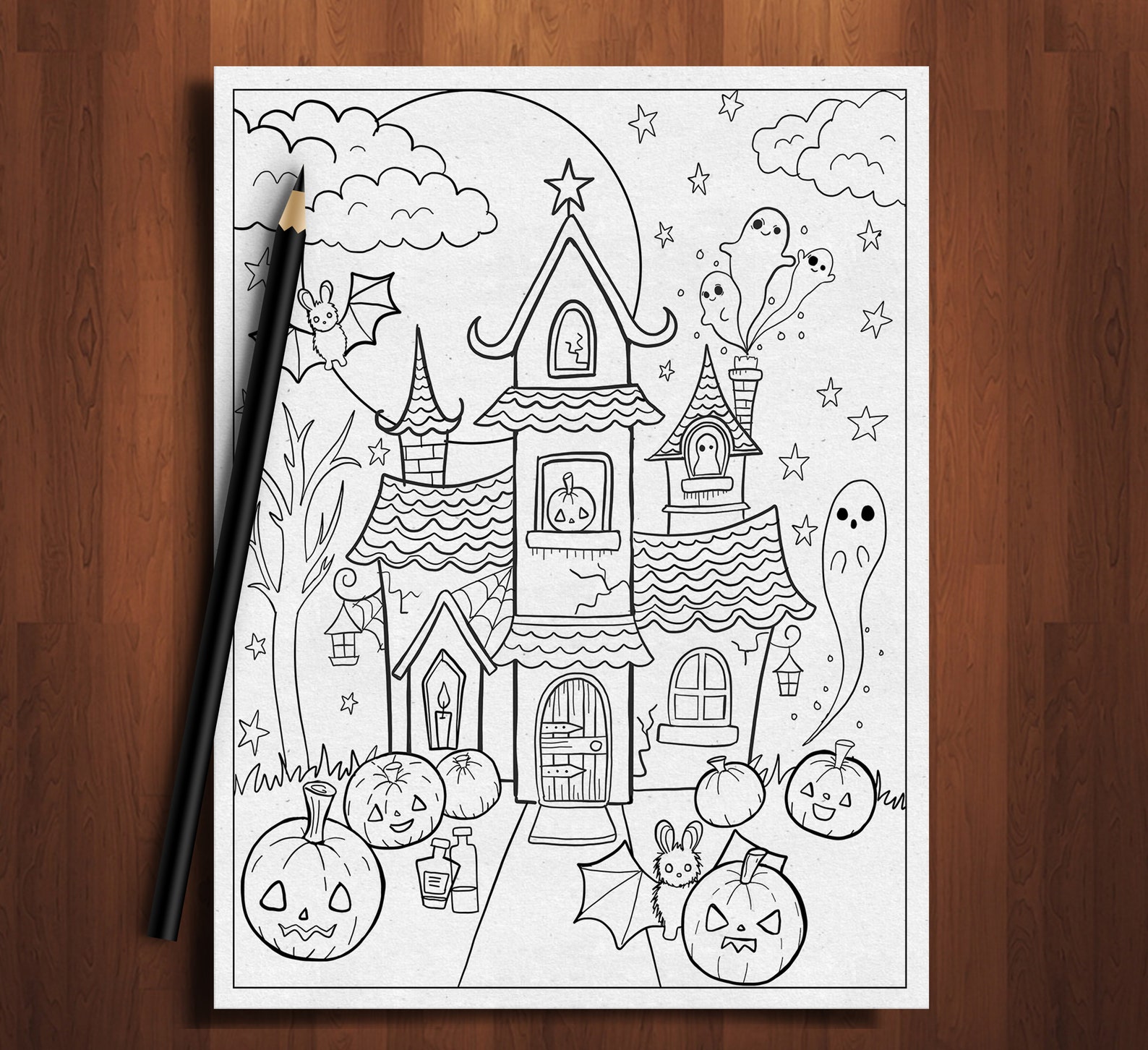 haunted house coloring page