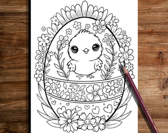 PRINTABLE Cute Easter Coloring Page, Hand-Drawn Coloring Sheet, Easter  Doodles Coloring Page, Kids Coloring Page, Adult Coloring