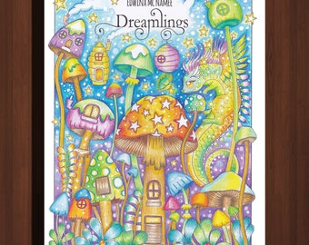 DREAMLINGS Printable Digital coloring book - A Magical Coloring Book for Grownups Edwina Mc Namee coloring books, coloring pages Fantasy art