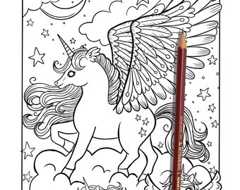 Unicorn, unicorn coloring page, unicorns coloring page for kids, unicorn page for adults
