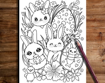 PRINTABLE Cute Easter Coloring Page, Hand-Drawn Coloring Sheet, Easter  Doodles Coloring Page, Kids Coloring Page, Adult Coloring