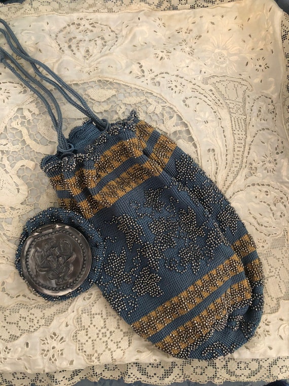 Late Victorian Steel Beaded Purse and Matching Coi
