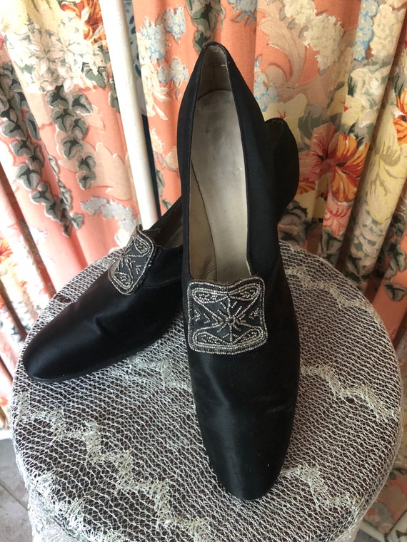 1930s Black Silk Shoes