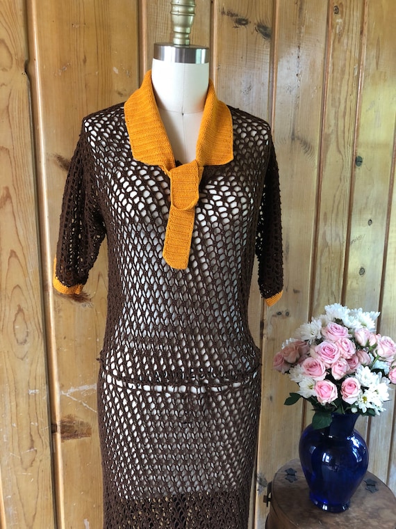 1930s Hand Crochet Dress