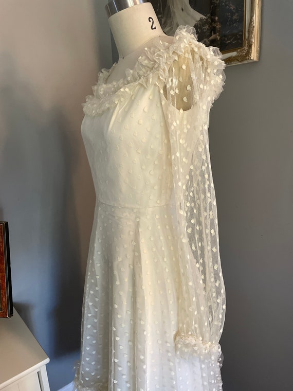 1970s Cream Tulle Dress - image 3
