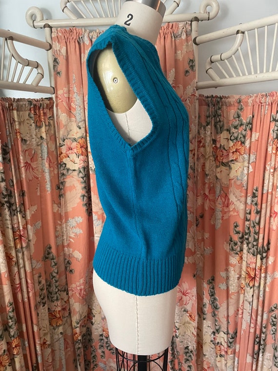 Deep Teal Button Down Sweater Vest - image 2