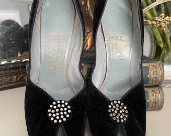 1940s Velvet Black Shoes