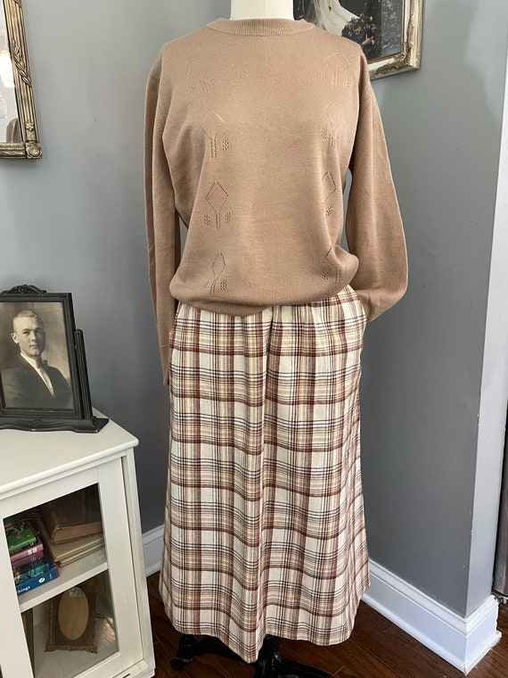 1980s Wool Blend Plaid Skirt