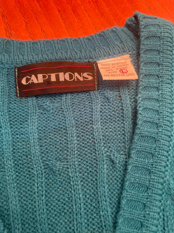 Deep Teal Button Down Sweater Vest - image 6