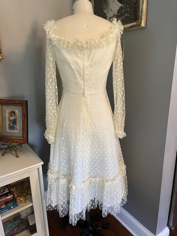 1970s Cream Tulle Dress - image 2