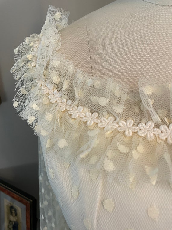 1970s Cream Tulle Dress - image 6