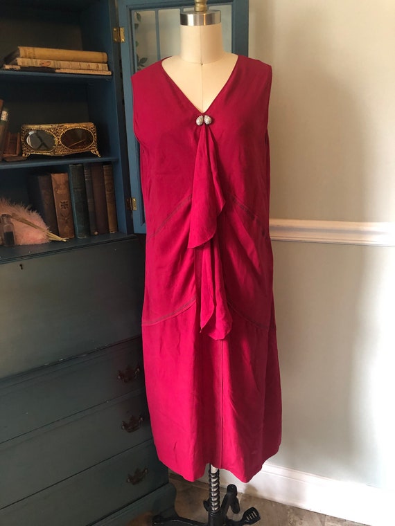 1920s Dress and Jacket in Magenta and Black