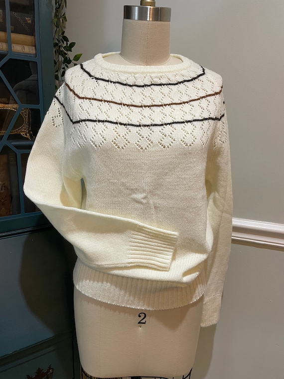 1970s Crew Neck Cream Sweater