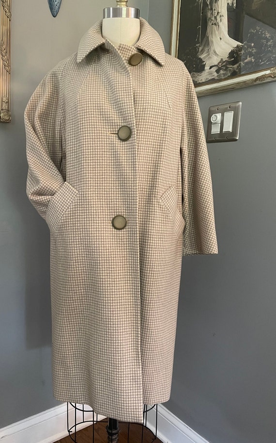 1960s Grey Houndstooth Wool Coay