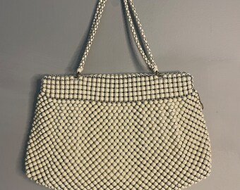 1940s Whiting and Davis Alumesh White Handbag