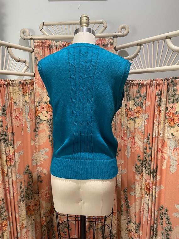 Deep Teal Button Down Sweater Vest - image 3