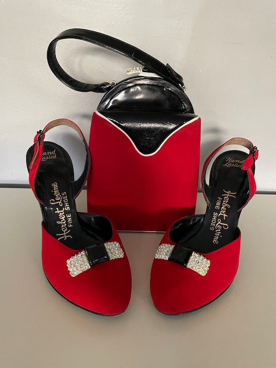 1950s Herbert Levine Red Suede Shoes, with matchin