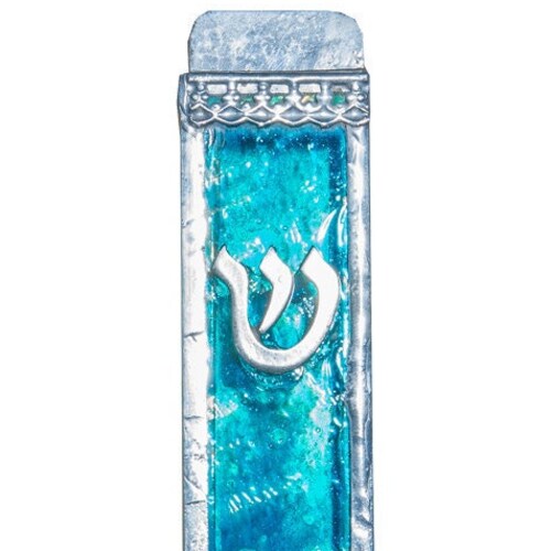 Aqua Blue Decorative Glass Mezuzah Case Handmade Mezuzah Etsy