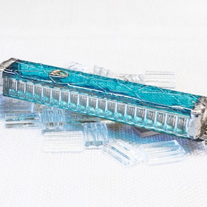 Shimmering Aqua Glass Mezuzah Case