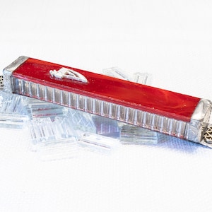 Red Stained Glass Mezuzah Case - Handmade in Israel