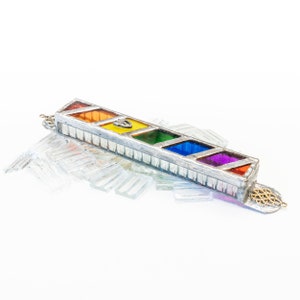 Hand Painted Rainbow Glass Mezuzah Case
