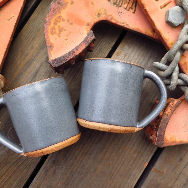 Small Handmade Mug LIMITED EDITION Dark Metallic Grey, Coffee Cup, Tea Cup, Handmade Pottery, Stoneware Ceramic Mug, Gift, Wedding, Birthday