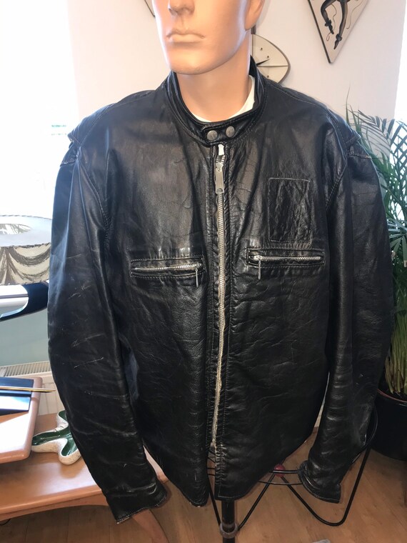 Chaqueta de cuero Cafe Racer de la década de 1960 Tamaño XL | Etsy México