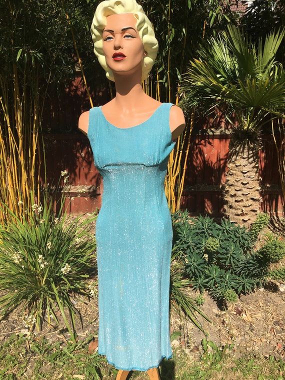 1950's Lurex, Bombshell, Wiggle Cocktail Dress.