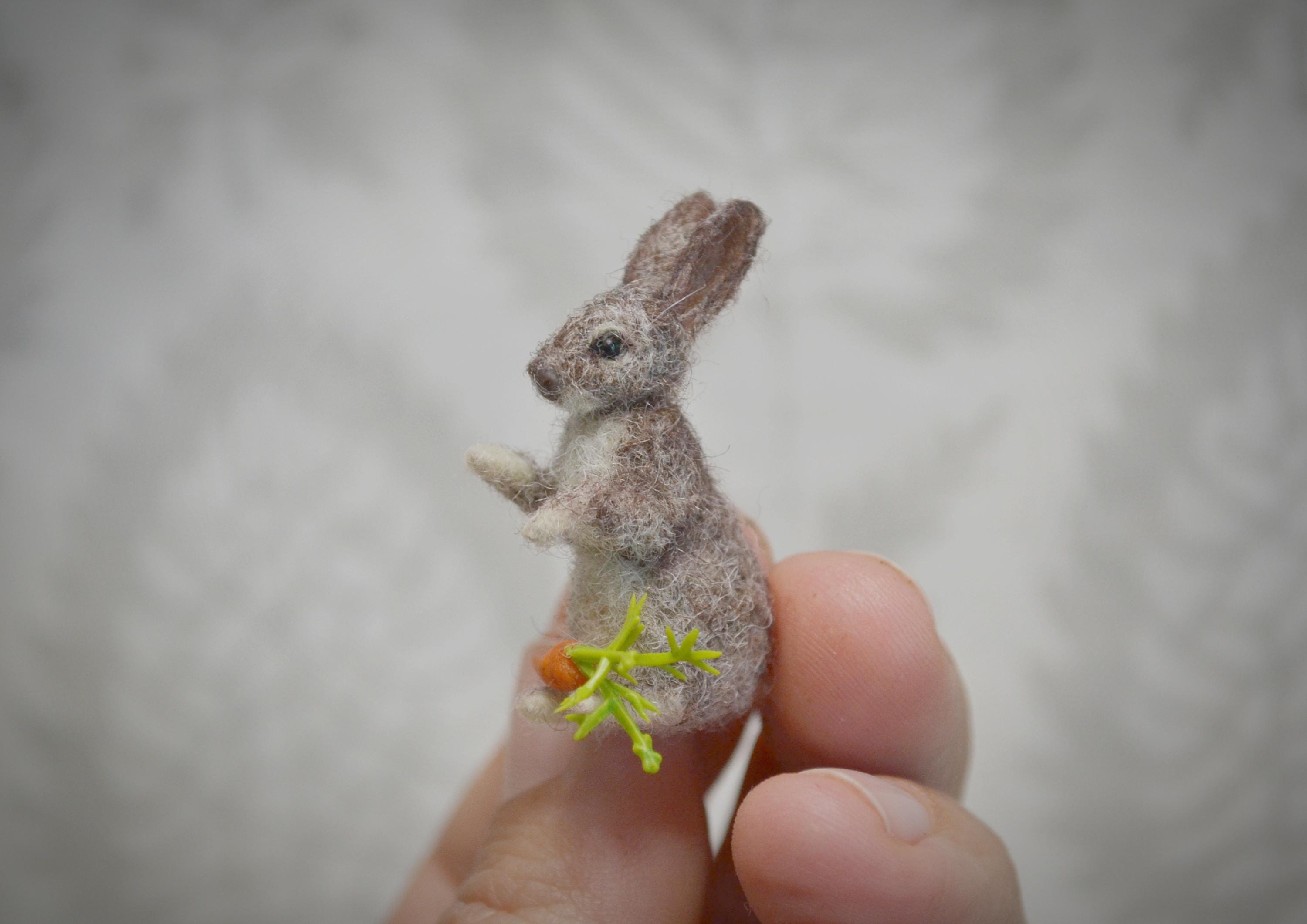 Needle Felted Hare Sculpture: Miniature Wool Rabbit for Dollhouse - Etsy