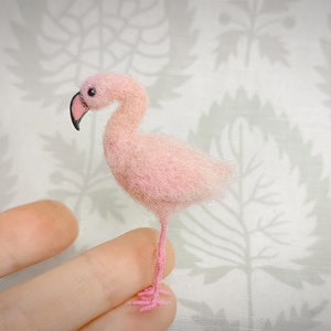 Flamingo Tiny needle wool felted, bird dollhouse miniature, flamingo for doll OOAK,mini sculpture, micro