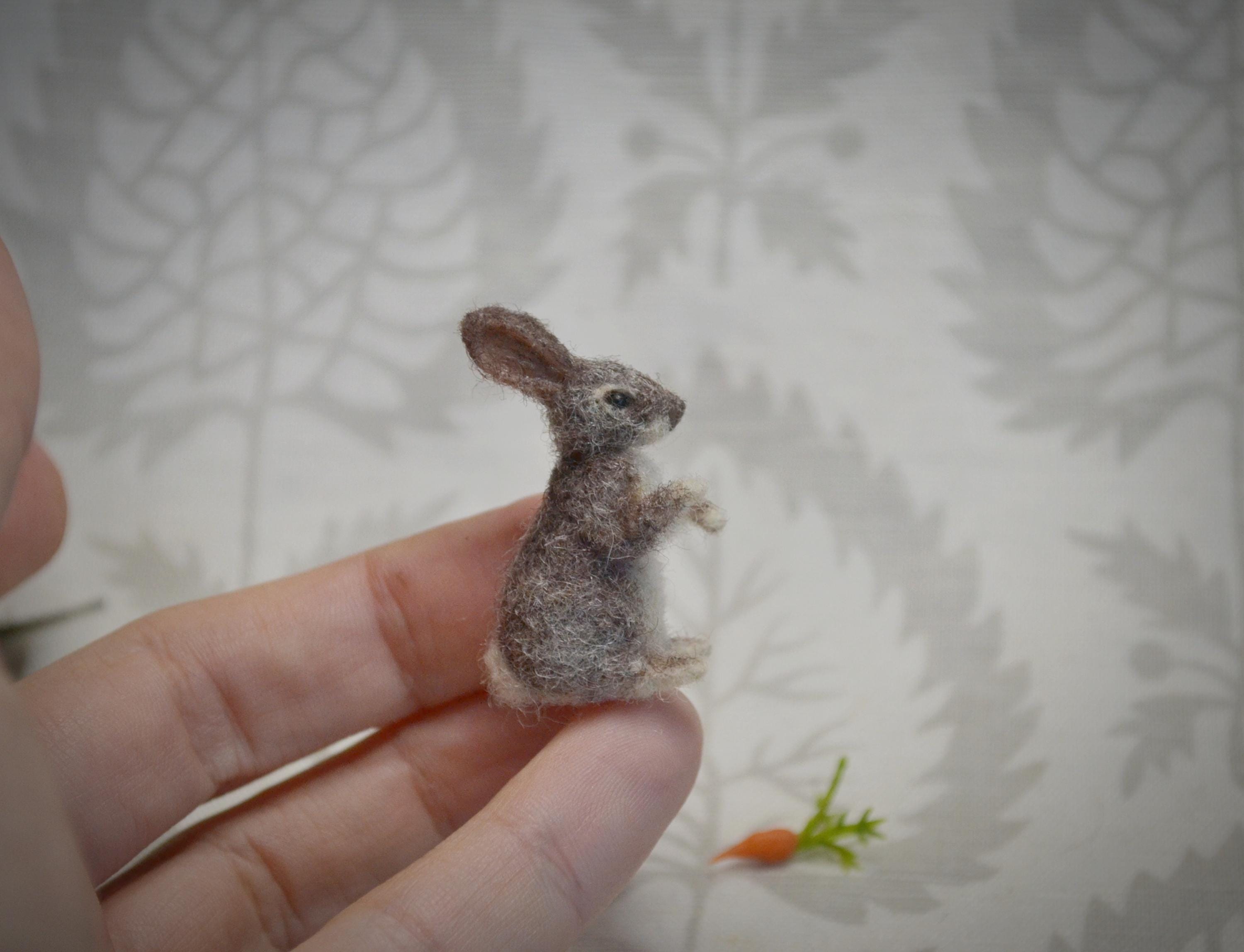 Needle Felted Hare Sculpture: Miniature Wool Rabbit for Dollhouse - Etsy