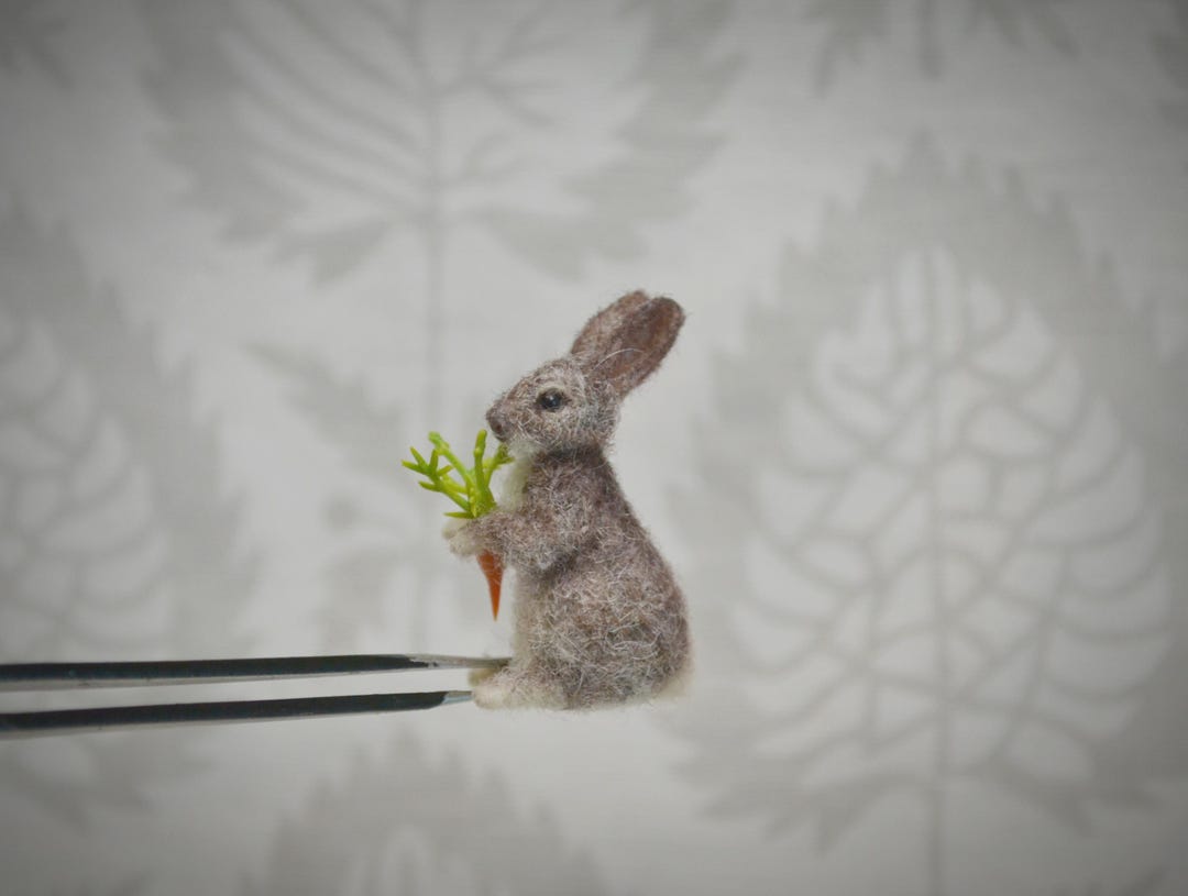 Needle Felted Hare Sculpture: Miniature Wool Rabbit for Dollhouse - Etsy