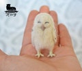 Polar snow owl, Tiny needle wool felted owl, dollhouse miniature, owl lover gift, OOAK product logo