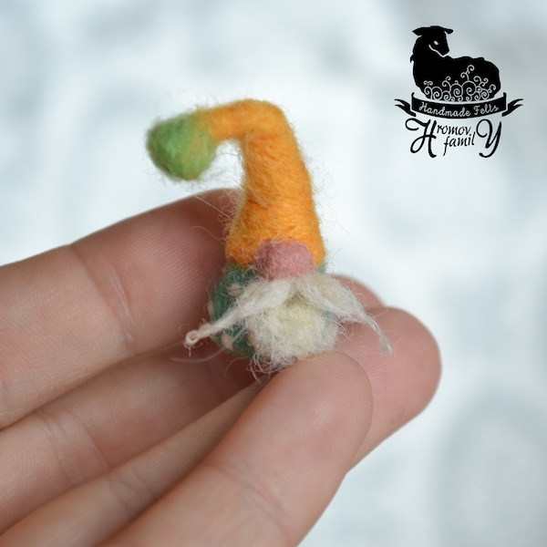 Tiny gnome for dolhause, Needle felting dwarf, Miniature elf Hand made dolhause miniature